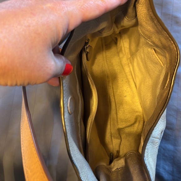 Frye Bags Genuine Leather Frye Crossbody Bag Tan Color With Silver